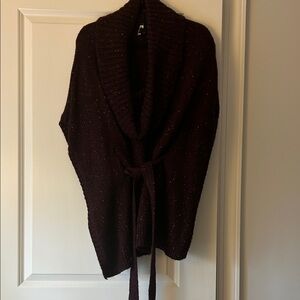 White House Black Market Deep Brown Shawl Collar poncho type sweater